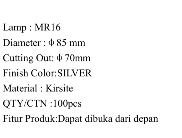 Downlight halogen mr16 colan tebel stenis