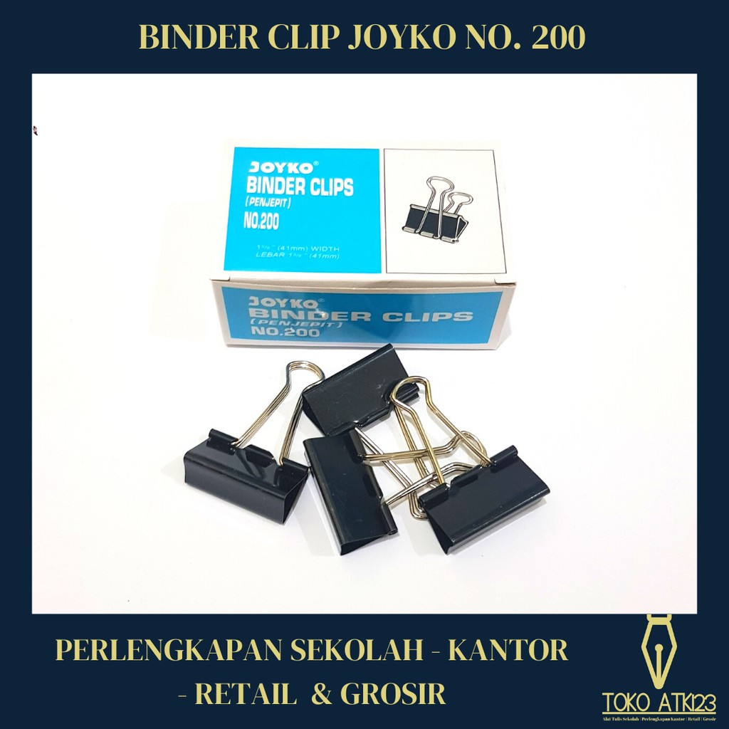 Binder Clip / Penjepit Kertas / Klip Kertas Joyko No. 200