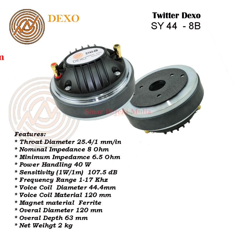 Dexo SY44-8B Driver Tweeter Ferrite Coil 1.75 Inch Twiter Murah