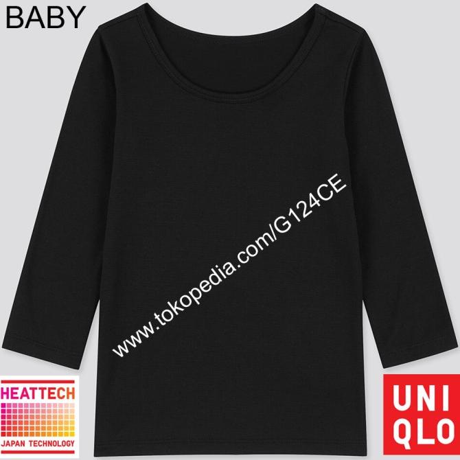LONG JOHN UNIQLO BABY TODDLER T-SHIRT BAYI HEATTECH SCOOP NECK BLACK DFDF315252