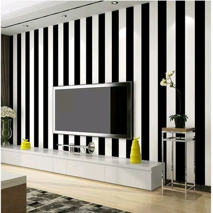 Murah Wallpaper Sticker Black Line Walpaper Dinding Motif
