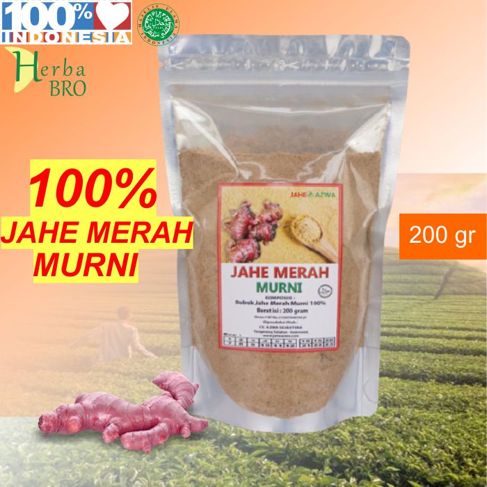 

HERBABRO - JAHE MERAH BUBUK MURNI ORIGINAL - TANPA GULA 200 Gram - WEDANG JAHE