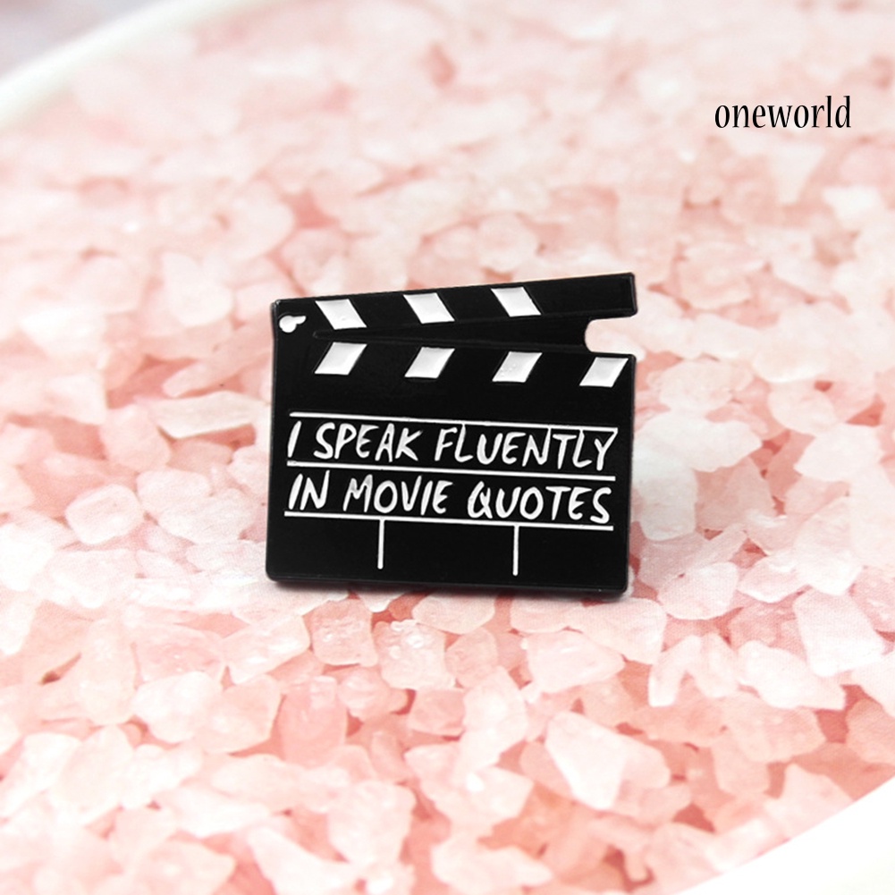 OW@ Creative Movie Clapboard Enamel Brooch Pin Unisex Denim Jacket Collar Badge