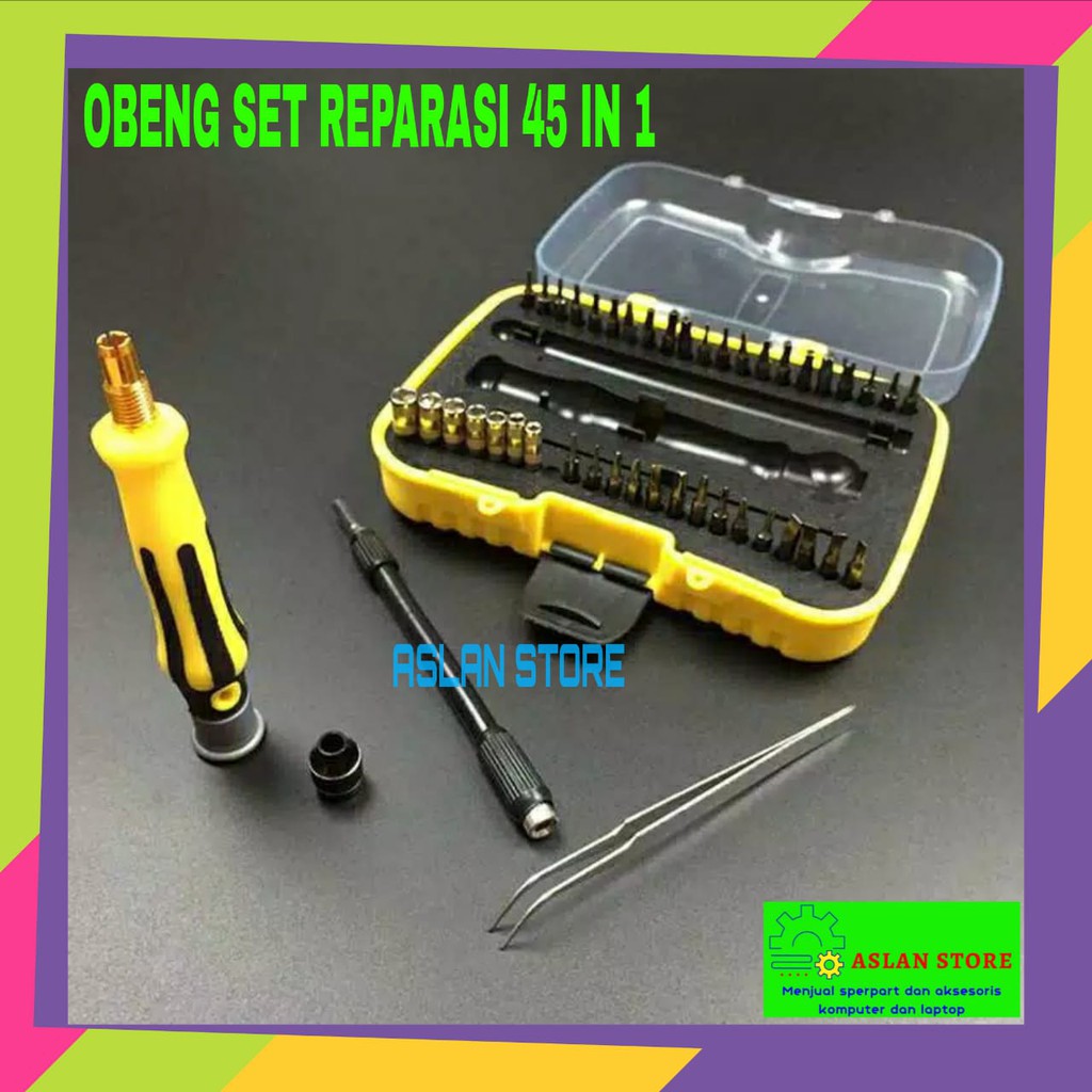 Obeng Set Reparasi magnet 45 in 1 Tools Set Multifungsi Service Elektronik