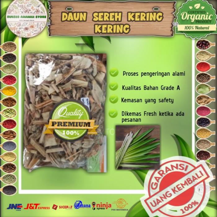 

Daun Sereh Kering 100 Gram Serai Rempah Murni Cymbopogon Citratus