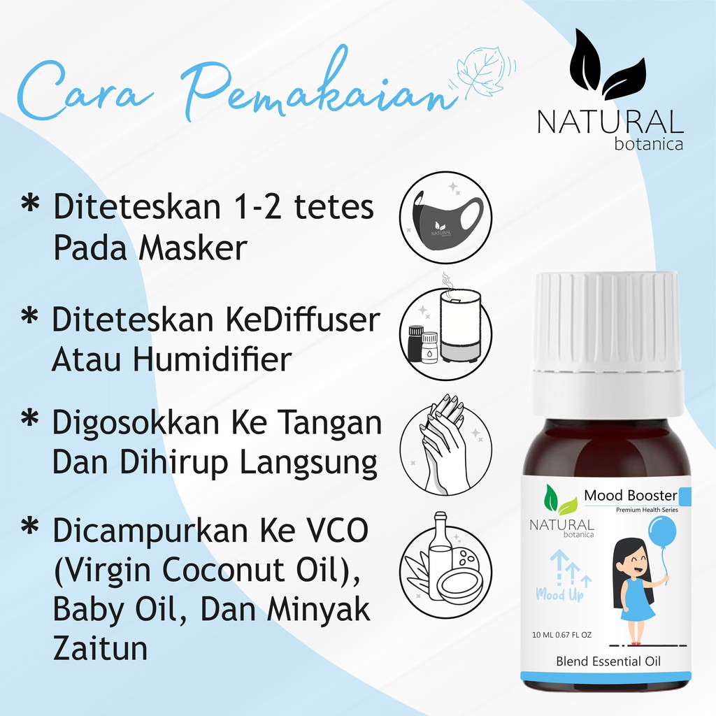 Natural Botanica Mood Booster Essential Oil Pure Minyak Esensial Atsiri Aroma Terapi Diffuser