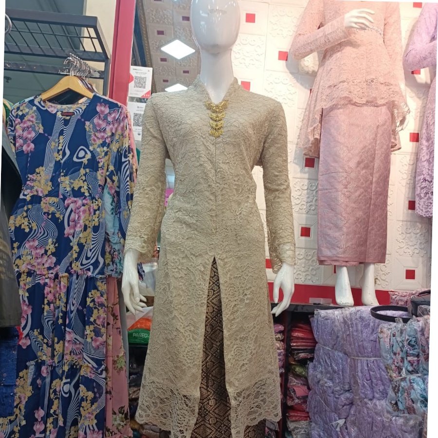 Satu setel kebaya moderen bahan tulle lengan panjang ukuran m l xl xxl-6