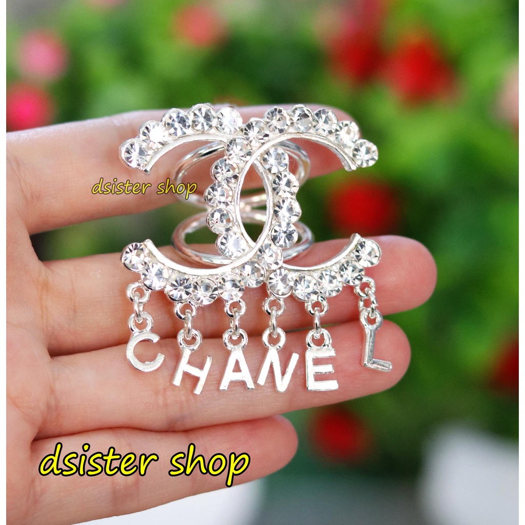 Bros Cincin Part 1 Ring Hiasan Aksesoris Syal Hijab HURUF Permata Hitam Putih-C Silver Jurai CC