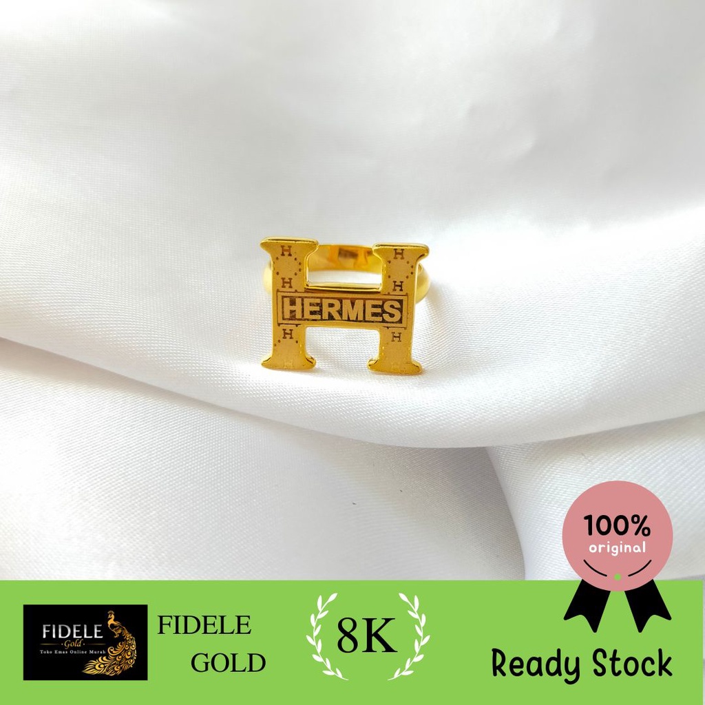 Cincin H cincin Emas Kuning Berkilau Cincin Emas Asli Kadar Muda