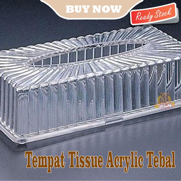 Tempat tisue akrylic Tissue Holder Transparant Gelombang Tebal 26x14cm