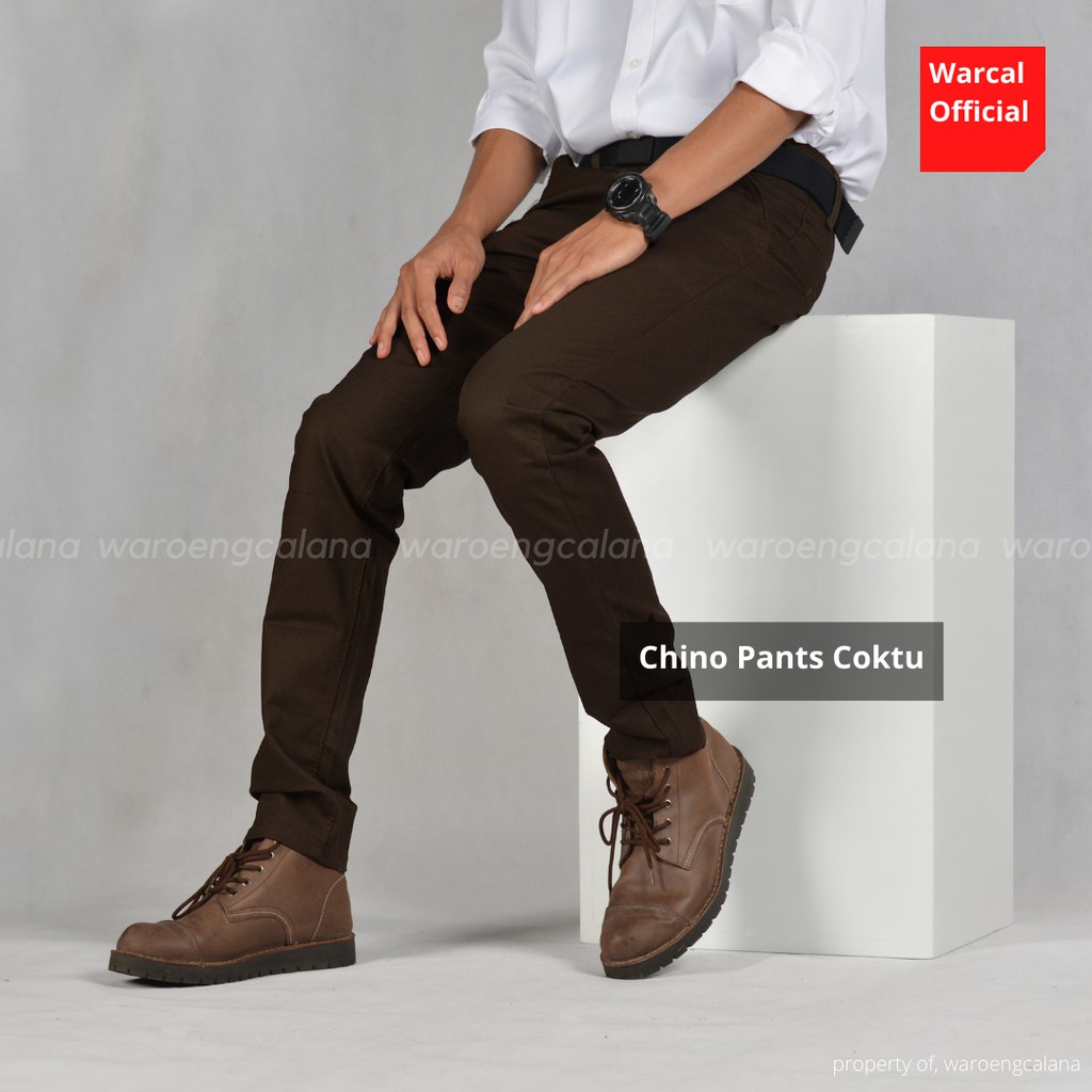 In One Celana Chino Panjang Cokelat Tua