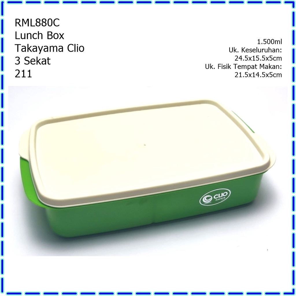 RML880C Lunch Box/Kotak Makan/Bekal Makanan Takayama Clio 3 Sekat 211