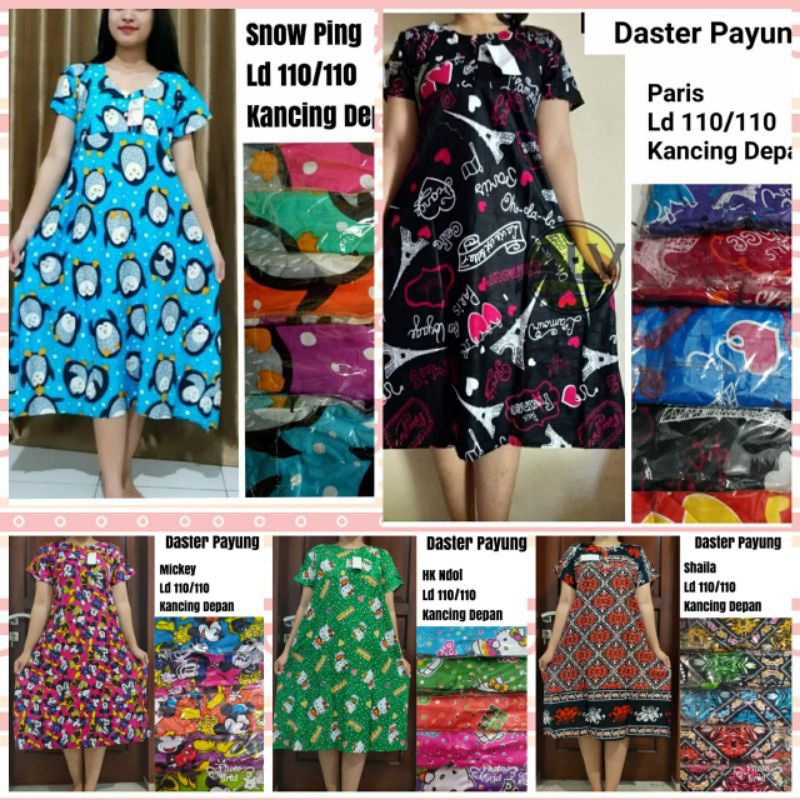 Daster Batik Payung Karakter/Mickey mouse/Hello Kitty