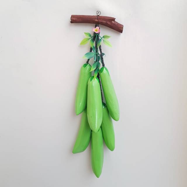 Buah kayu Terong hijau Buah palsu artifisial hiasan dinding