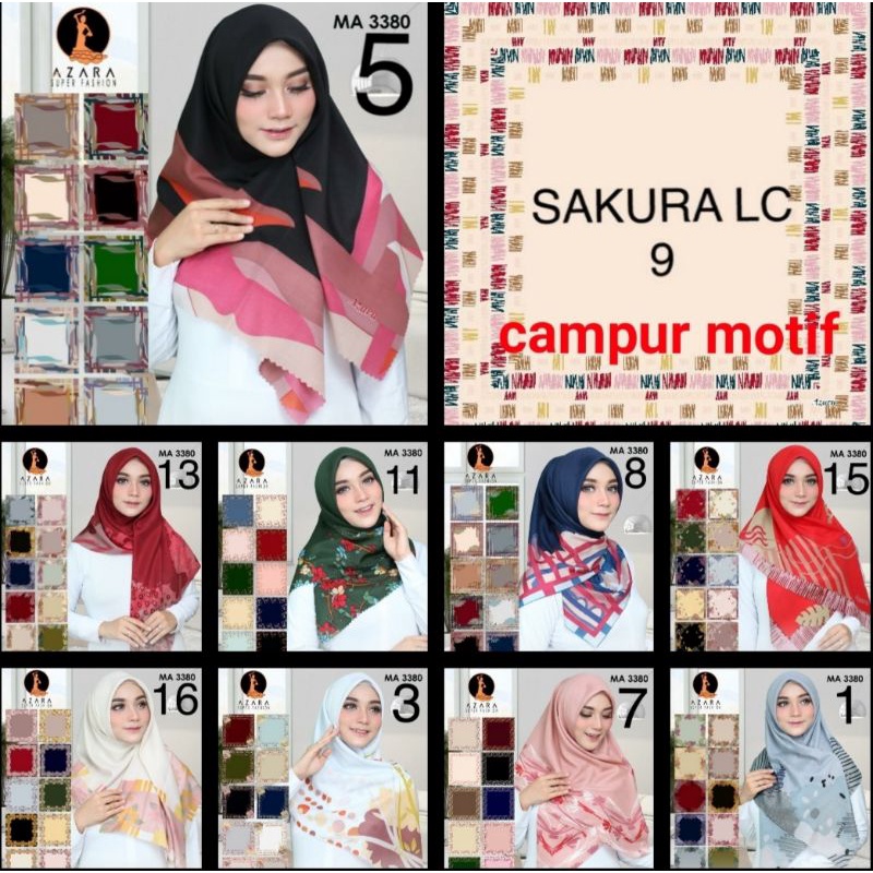 TERMURAH ! HIJAB AZARA SAKURA LC BAHAN VOAL PREMIUM LASER CUT JILBAB KERUDUNG WANITA SEGI EMPAT