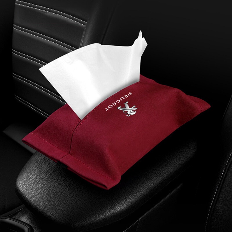 1Piece for Peugeot 307 207 407 607 4008 206 107 308 406 408 208 301 3008 Turn Fur Car Tissue Box Hanging Seat Sun Visor Tissue Bag Armrest Box Paper Towel Storage Case