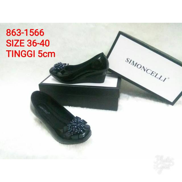 Simoncelli 863-1566 /sepatu wedges kerja glossy pita manik