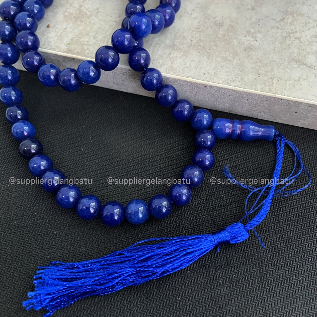 tasbih batu BLUE SAPPHIRE 10mm 99 butir premium tasbeh biru safir akik