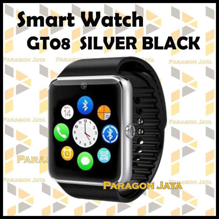 CUCI GUDANG SMARTWATCH GT08 - BLACK SILVER SMART WATCH GT08 ( ANDROID & IPHONE ) 