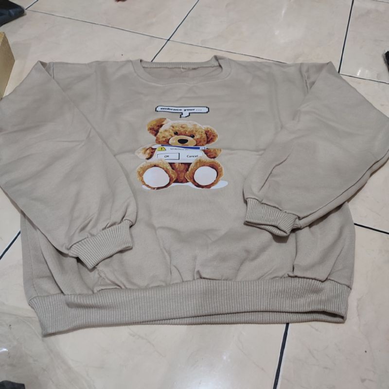 SWEATER CREWNECK OBLONG PRINTING EMBRACE YOUR TEDDY BEAR FLEECE XL