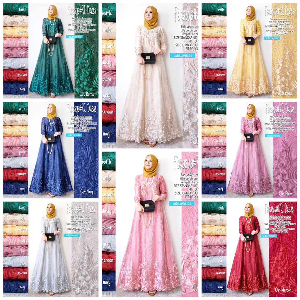 Zola_Batik Gamis Brokat Full Mix Velvet Gamis Farasya #72 Dress Syari