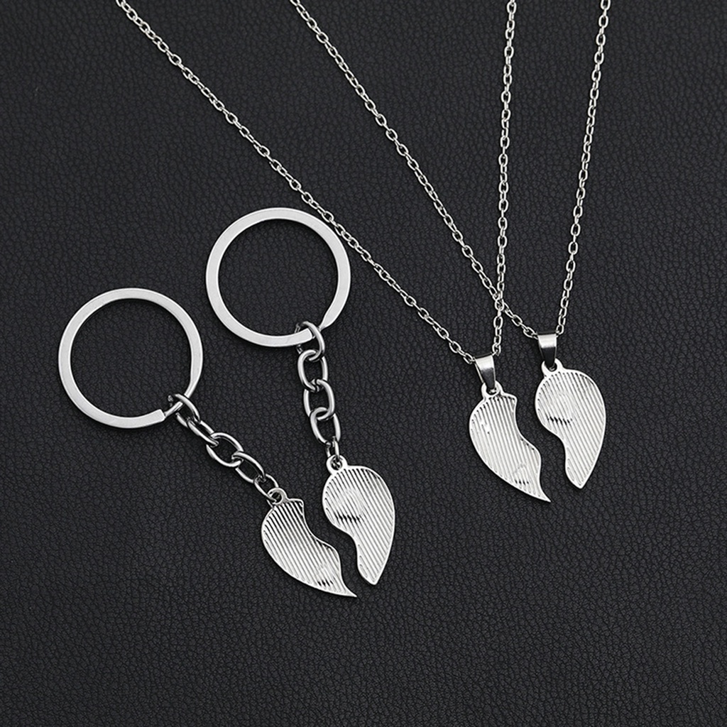 Hu Hu Hu Hu Hu Alat Bantu Pasang Kacamata♡ 2 Set Kalung Rantai Liontin Hati Motif Tulisan Sister Bahan Stainless Steel Untuk Wanita