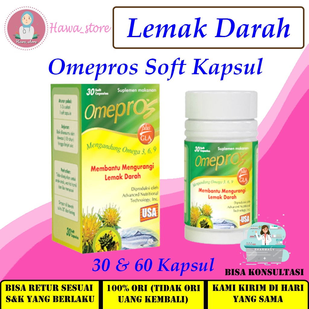 Omepros 30 & 60 Soft Kapsul / Obat / Suplemen Makanan / Omega 3 / Kolesterol / Jantung / Lemak Darah