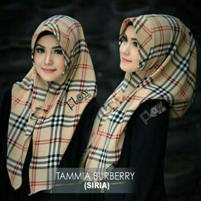 [READY] HIJAB/JILBAB INSTAN HODIE/HOODIE TAMMIA MOTIF BURBERRY SIRIA/SYIRIA ORI FLOW IDEA #rina nose