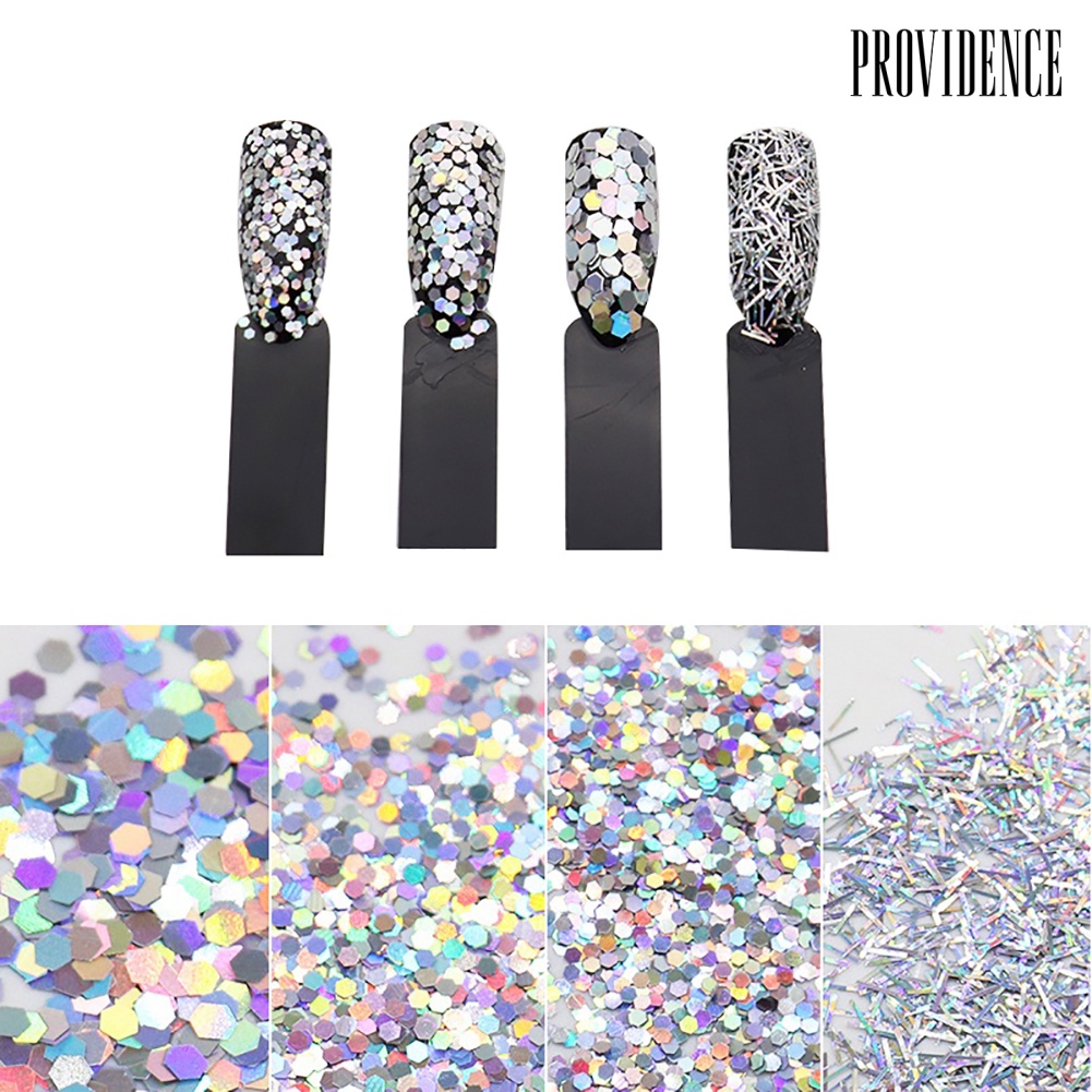 Providence 4 Kotak Payet Glitter Heksagonal Untuk Dekorasi Nail Artmanicure Diy