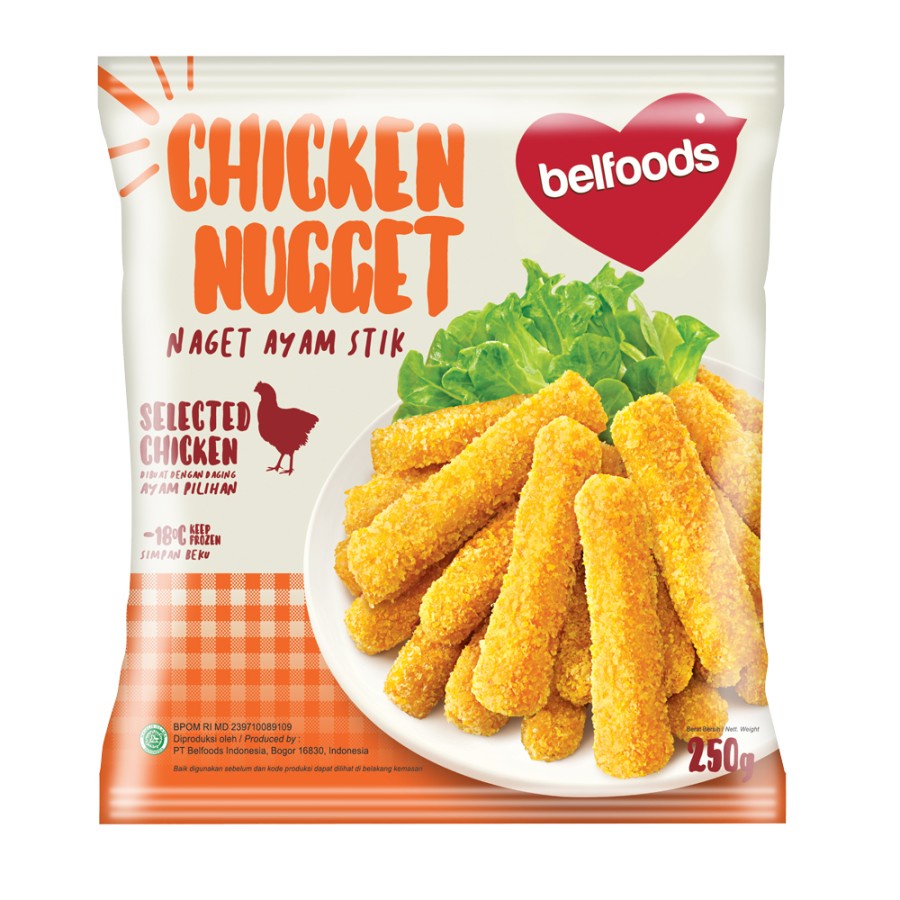 CHICKEN NUGGET STICK 250GR BELFOODS NAGET AYAM STIK HALAL