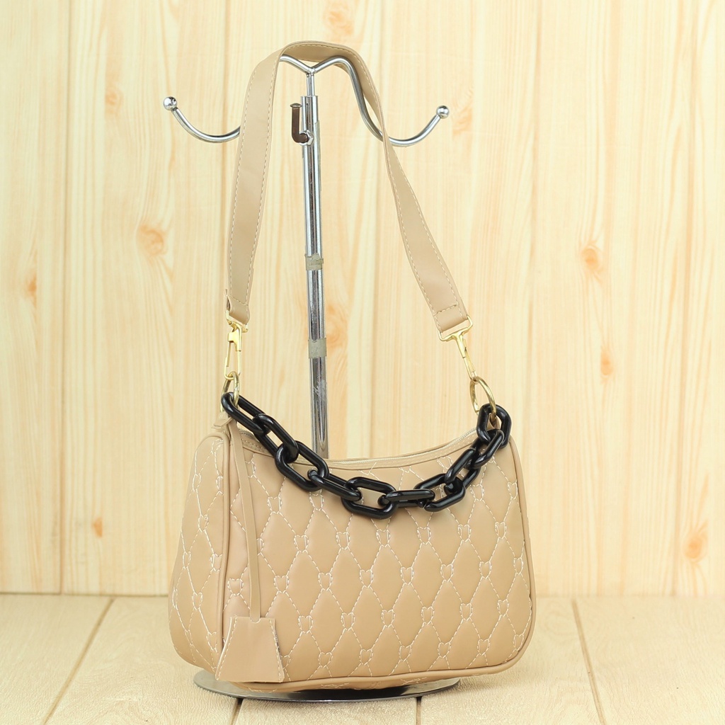 Tas Bahu Wanita Morvina Cream Import Murah Terbaru Branded Shoulder Bag Rantai Korea Kekinian Tas Cewek Sling Bag