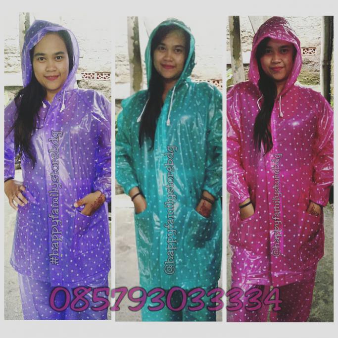 DISKON JAS HUJAN WANITA MOTIF POLKADOT / JAS HUJAN CEWEK, COWOK / SETELAN JAS HUJAN