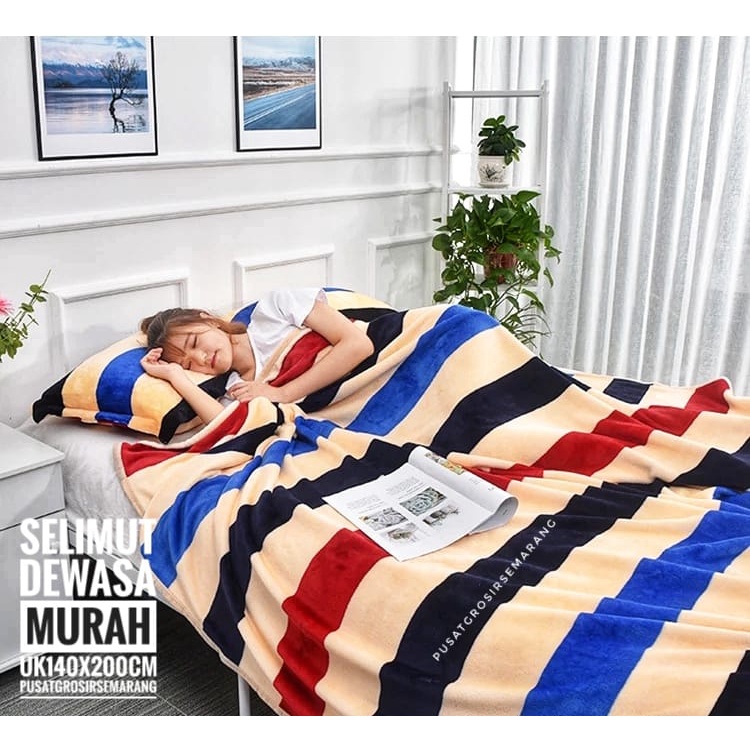 Selimut Dewasa Murah MORIA Abstrak Leaf Polkadot Flower Bvrbery Reindeer Could Moon Star Awan Rusa-Colorful Mix Stripes