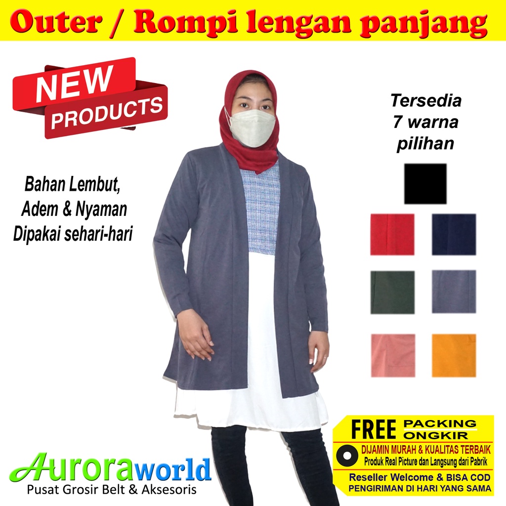 Auroraworld Outer / Rompi lengan panjang bahan lembut adem dan nyaman dipakai sehari hari bisa cod