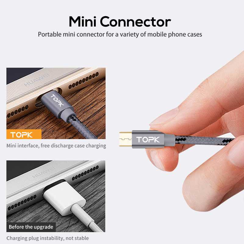 TG-A1 TOPK Kabel Charger Micro USB Braided 1 Meter 2.4A - AN09