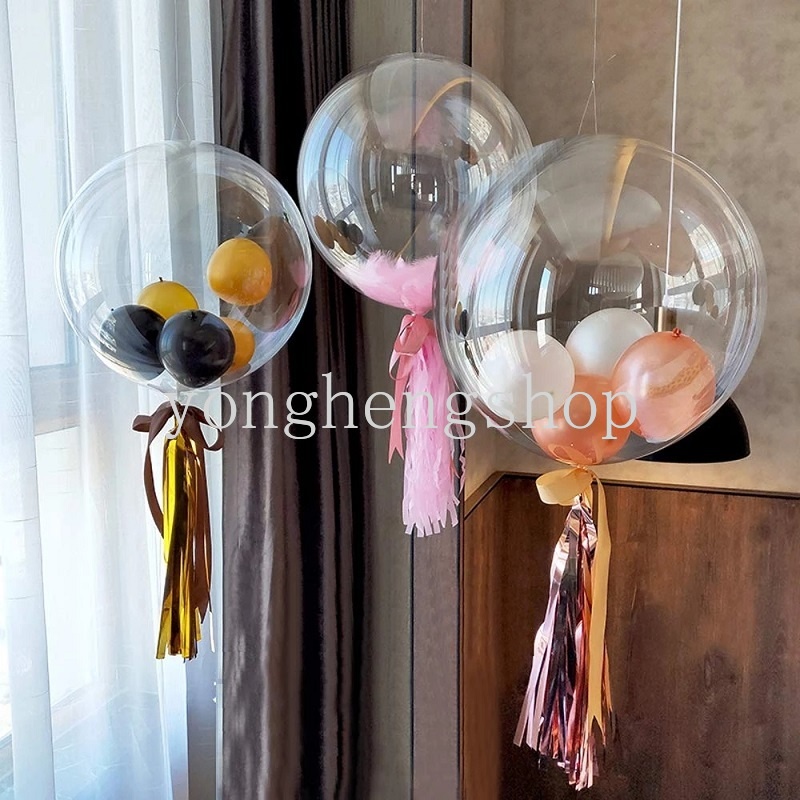 10pcs / set Balon Transparan Bahan PVC Untuk Dekorasi Pesta Pernikahan / Ulang Tahun Bobo Ball