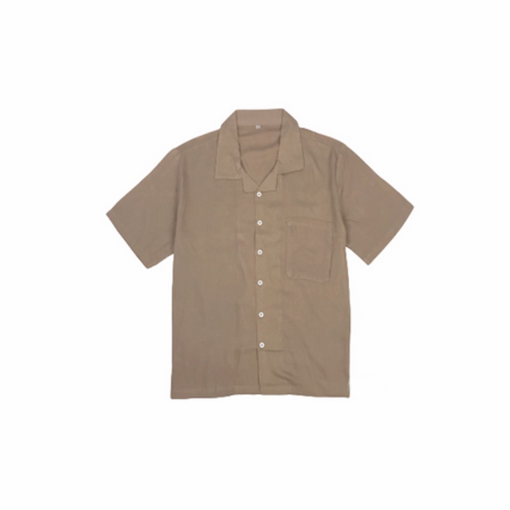 Kemeja Hawai Polos Unisex | Hawaiian Shirt | Cotton Rayon Adem &amp; Lembut | Warna Mocca
