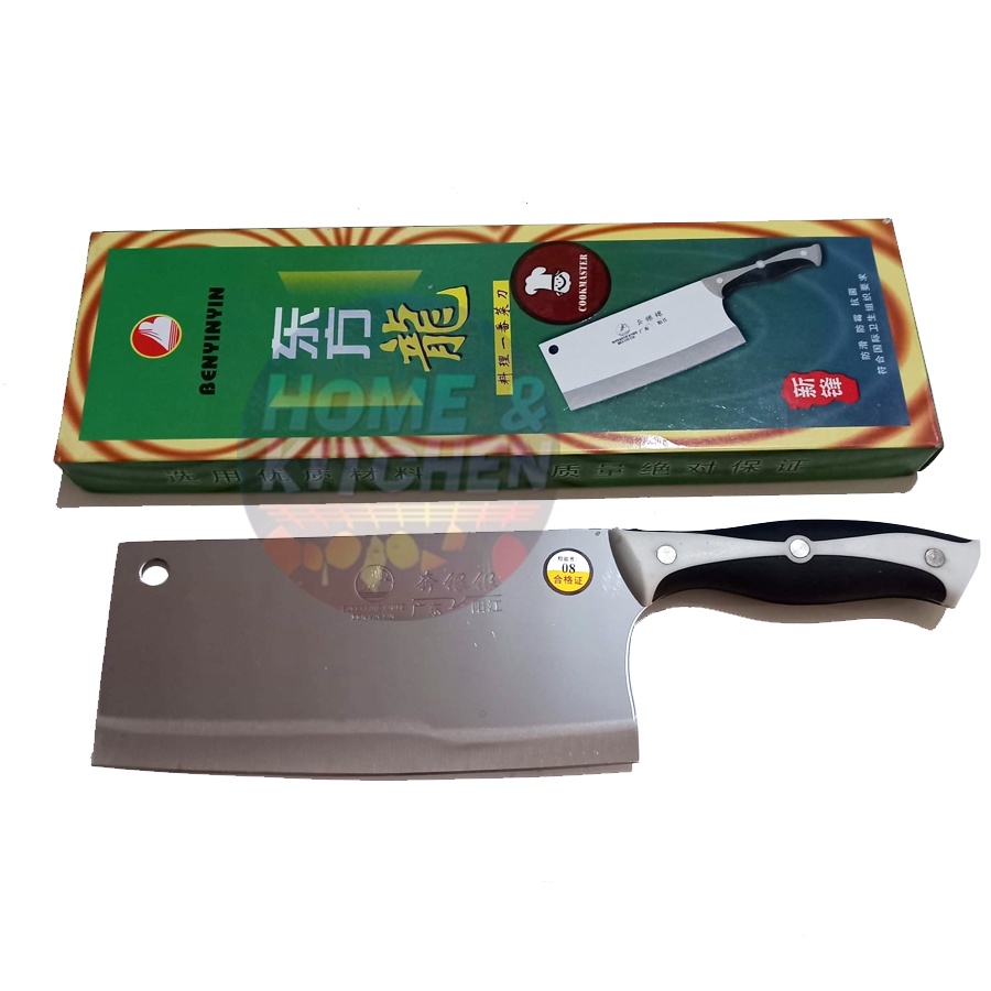 Golok Stainless Cookmaster Pisau Dapur Pemotong Daging Chop Knife Gagang Karet Silikon