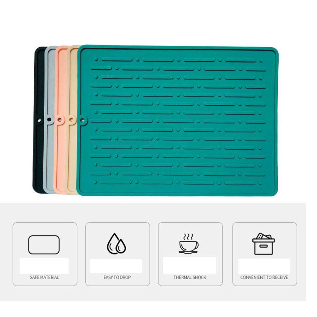 Nickolas1 Alas Pengering Silikon Persegi Untuk Counter Tahan Panas Tahan Lama Draining Dish Mat