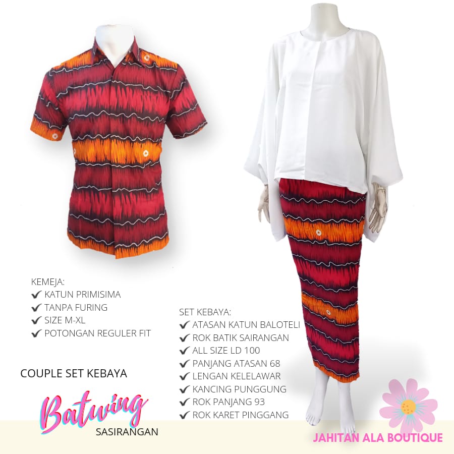 Couple Set Kebaya Batwing Sasirangan Modern