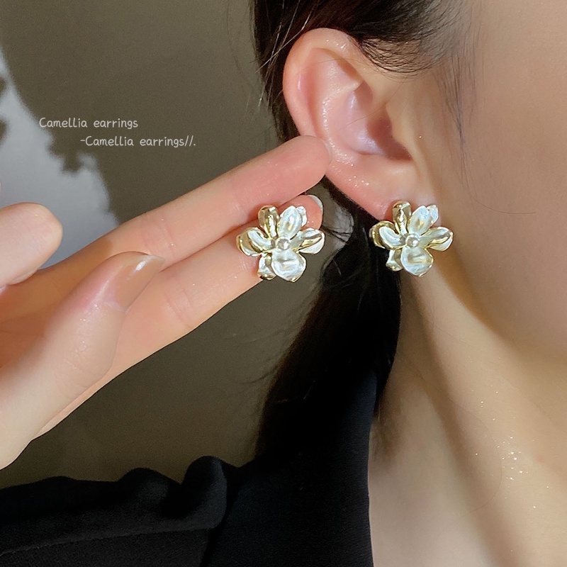 Anting Tusuk Bunga Mutiara Versi Korea Anting Wanita Sederhana2023Perhiasan Baru