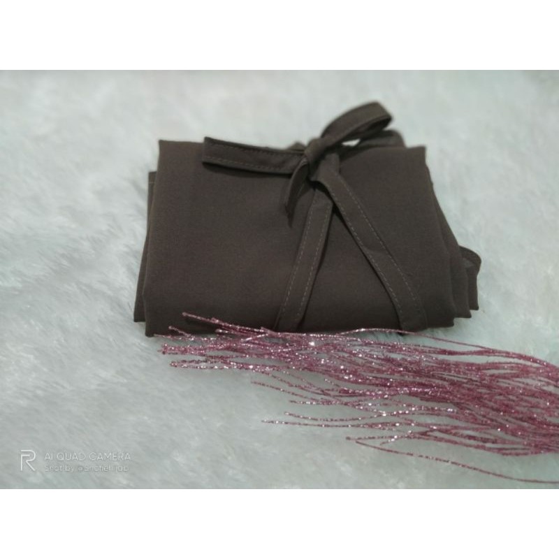 Kerudung Bergo Maryam Tali Non Pet Moscrepe Premium Hijab Instan Jilbab Instant Krudung Polos-Coffe latte