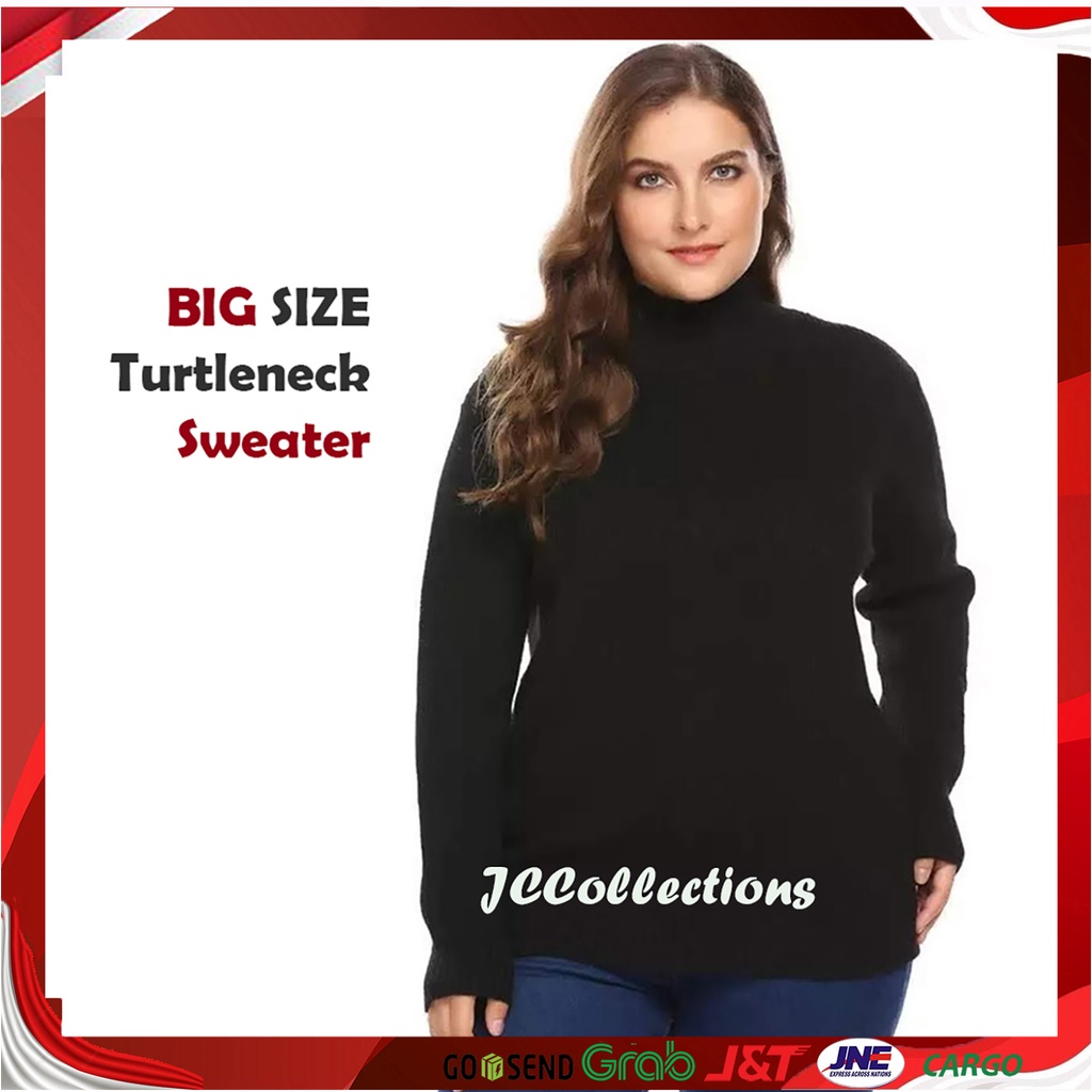 Sweater Turtleneck Korea Wanita Jumbo Big Size 3XL - JCCollections