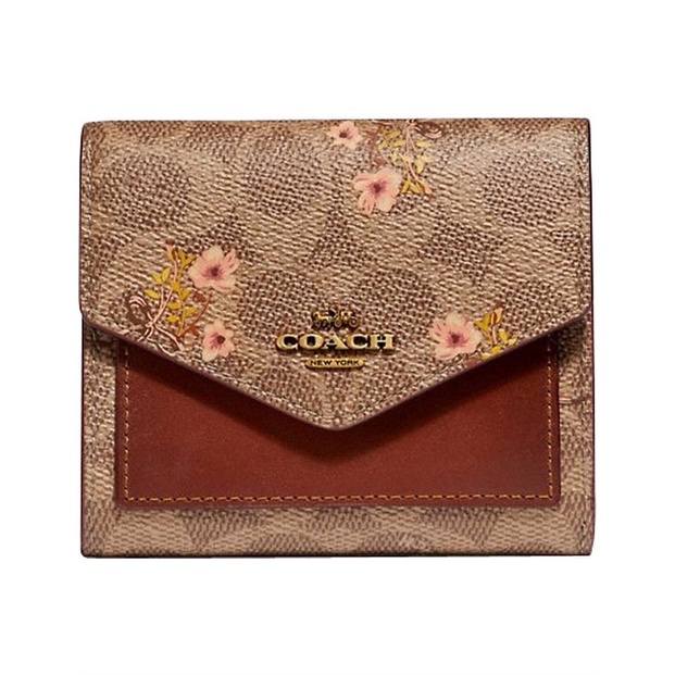 Coach Small Wallet In Signature Canvas With Floral Bow(67246)