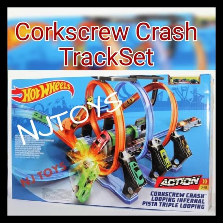 hot wheels corkscrew crash video