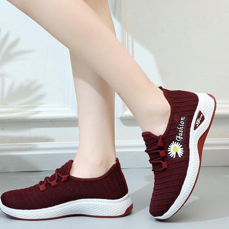 Terbaik GROSIRTAS BR0002 Sepatu Wanita Motif Bunga Import Sneakers Korea