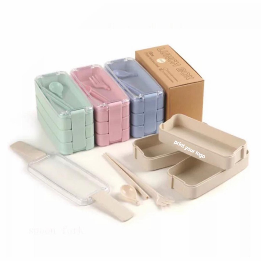 BELLA - LUNCH BOX KOTAK MAKAN JERAMI 3 SUSUN TINGKAT SET PERALATAN MAKAN / SOUVERNIR KADO