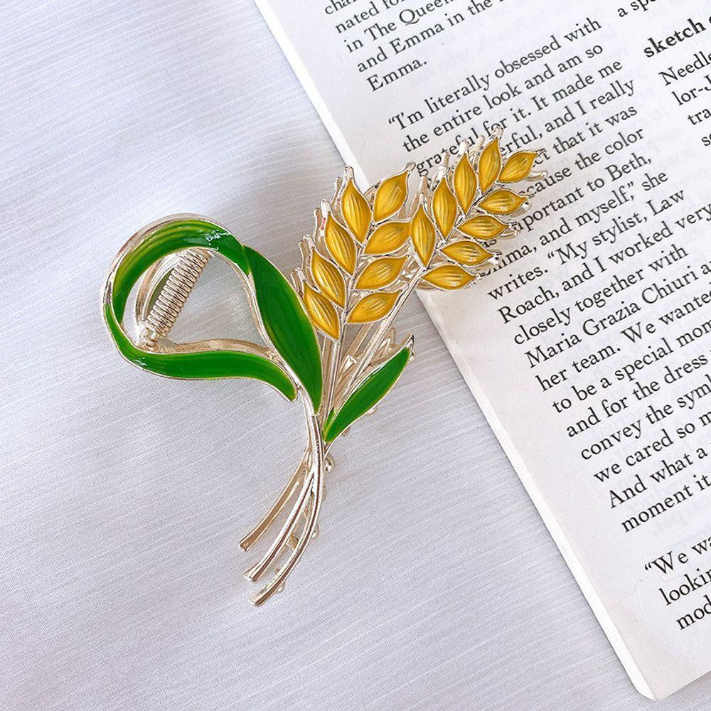 AUGUSTINA Women Hair Claw Sweet Vintage Jepit Rambut Untuk Perempuan Hiasan Kepala Temperamen Klip Hiu Daun