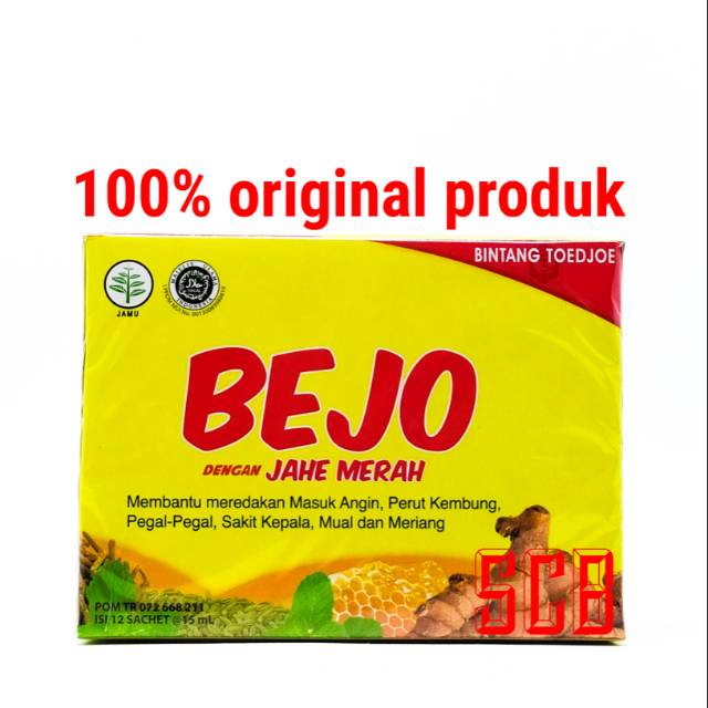 Bejo Jahe Merah / Bejo Bintang Toedjoe (Per BOX - Isi 12 Sachet)