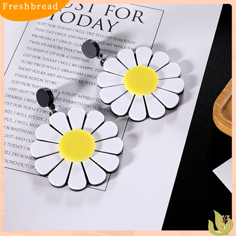 Fresh| Anting Tusuk Gantung Wanita Bahan Akrilik Desain Bunga Aster Besar Untuk Pesta